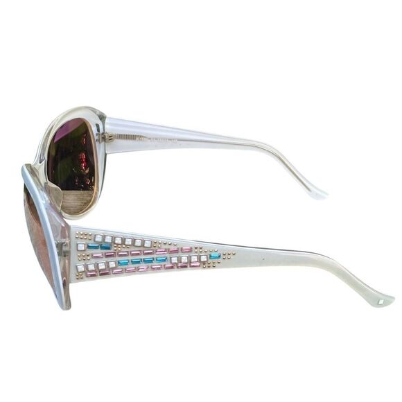 JUDITH LEIBER HEMATITE JL1686 Iridescent Gold Mirrored Jewel Crystal Sunglasses main image 6